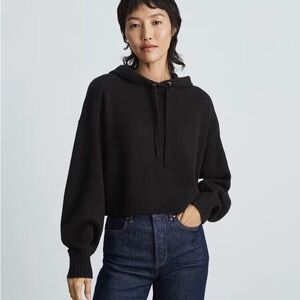 Everlane Black Cashmere Cropped Hoodie